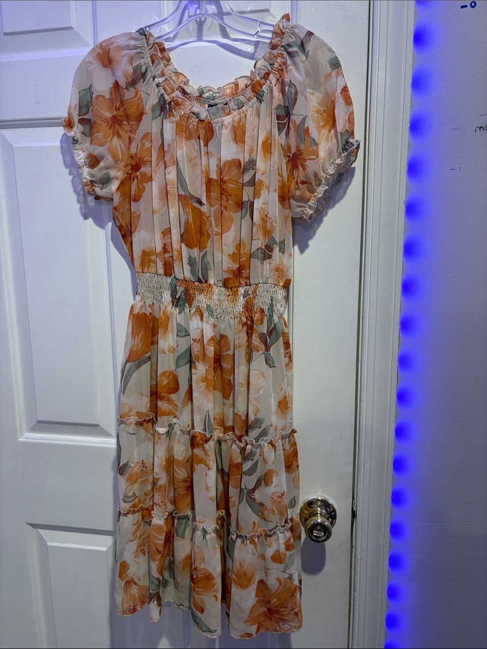 Floral Smocked Midi Dress in Peach Floral